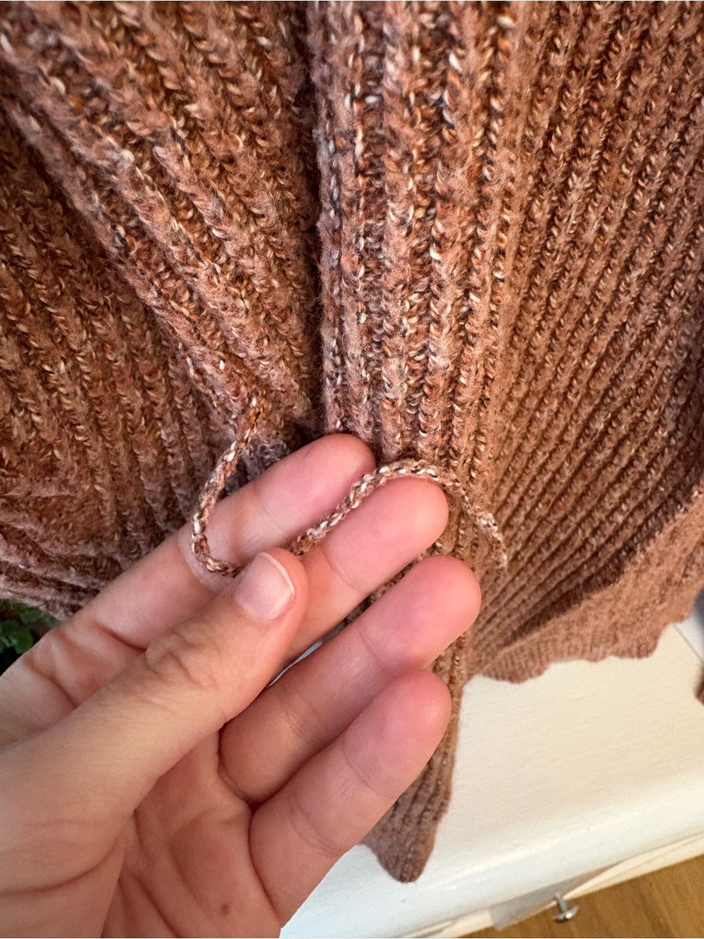 bp Open-Front Ribbed Cardigan in Rust - Picture 5 of 5